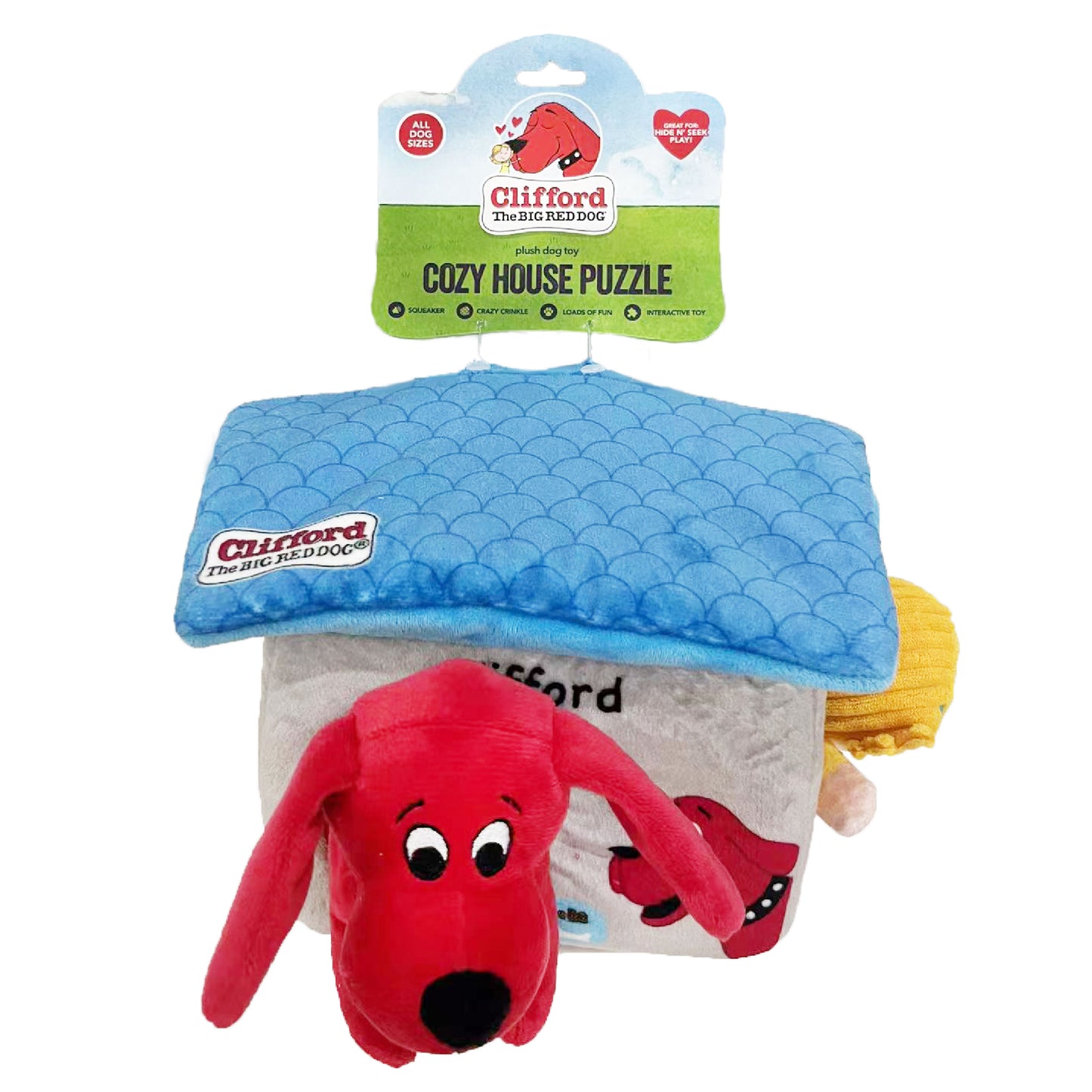 Clifford® Cozy House Puzzle Hide n' Seek 7.9" Plush Dog Toy