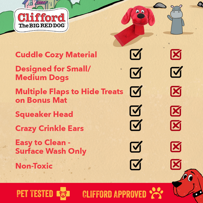 Clifford® Snug Snuffy Treat Mat Combo 6"  Plush Dog Toy